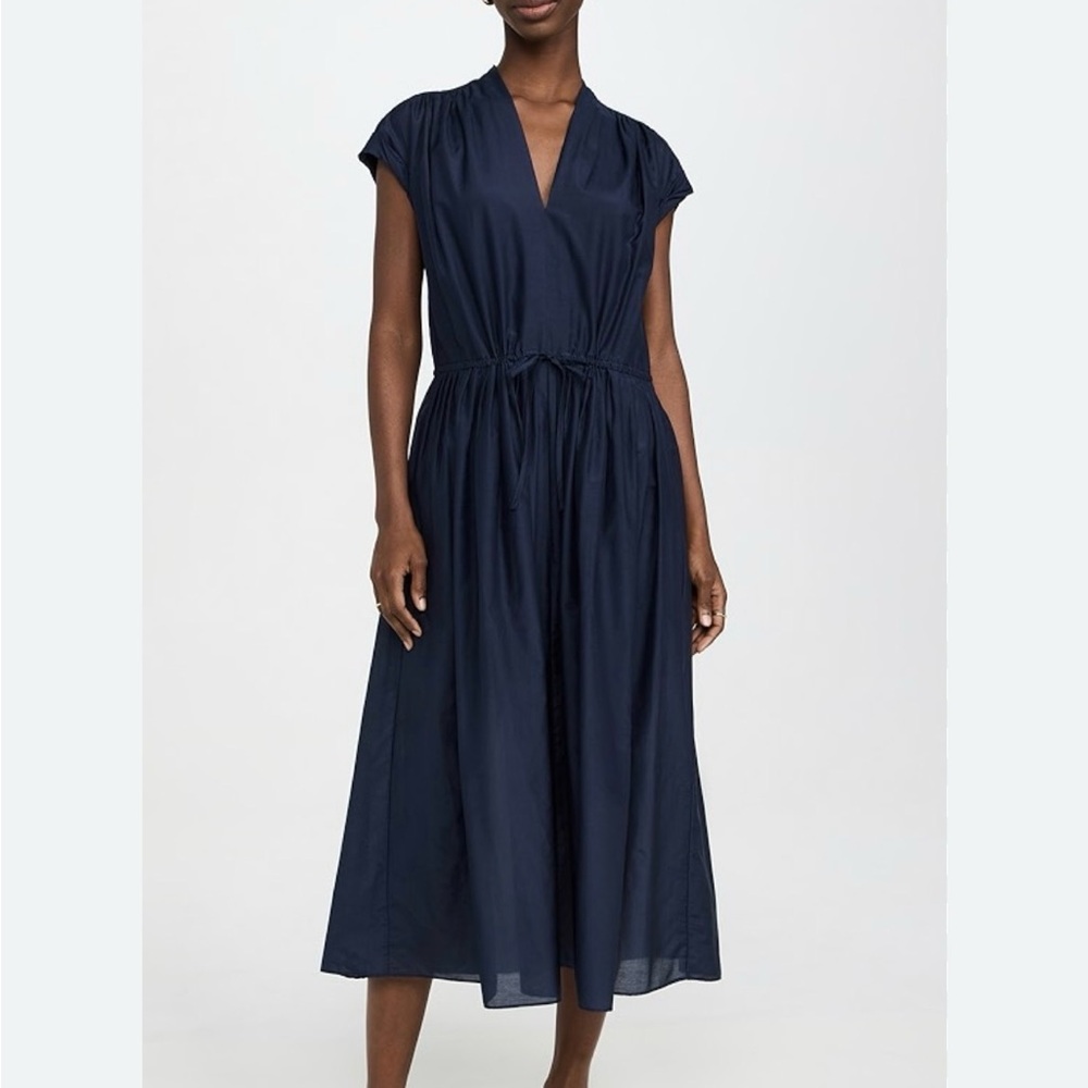 AYR The Sway Dress in Navy Blue silk and cotton size M